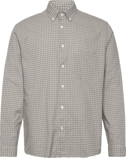 Garment Project Relaxed Ls Button Down Shirt   Grey   GREY CHECK   XXL
