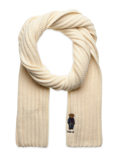 Polo Ralph Lauren Polo Bear Rib-Knit Scarf - Cream - ONE SIZE