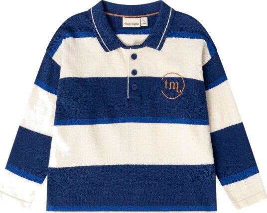 That"s Mine Poloskjorte   Strikk   Vogner   Blue Stripe   Thats Mine   74   Genser Beige Blå Hvit