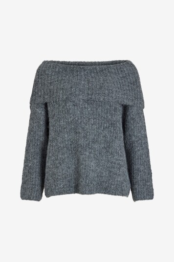 Vila - Topp viAdina L/S Off Shoulder Knit - Grå