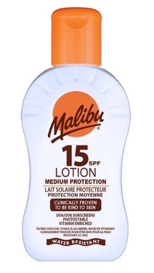 Malibu Solkrem SPF 15 200 ml - Vannavstøtende og Hurtigabsorberende