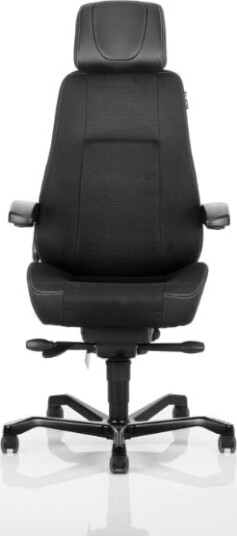 Kontorstol Kab Seating Director White Line Sort Fighter Inkl. Armlæn Og Nakkestøtte I Sort Skind