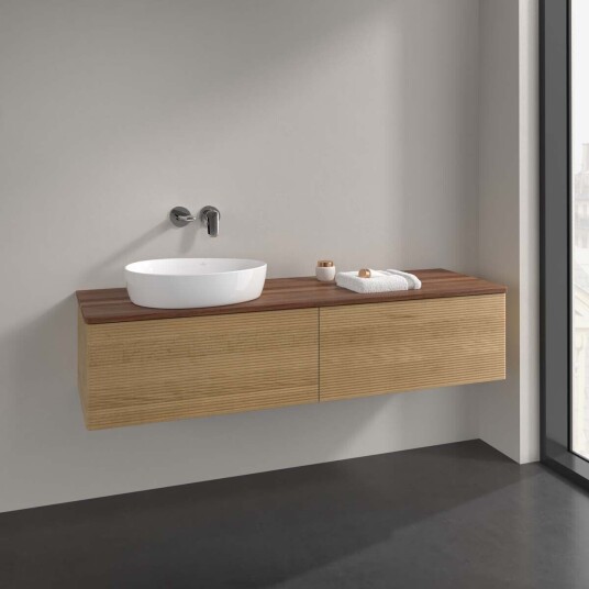 Villeroy & Boch Antao Servantskap med 2 skuffer 160x50x36 cm m/lys Eik/Valnøtt