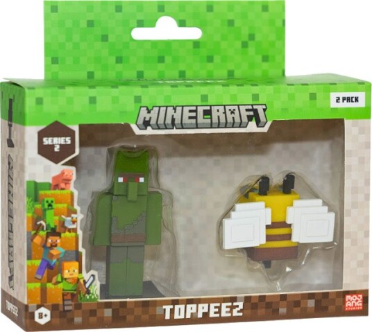 Minecraft 3D 6cm Figure 2-Pack S2 Zombie Villager & Bee