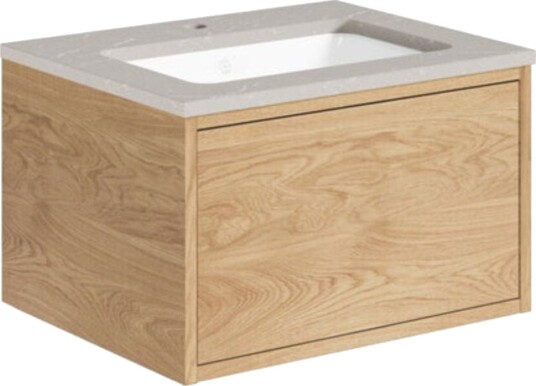 Gustavsberg Ducentic Servantskap med Benkeplate Lys eik / 60cm Beige Royal 2 Hull for Kran