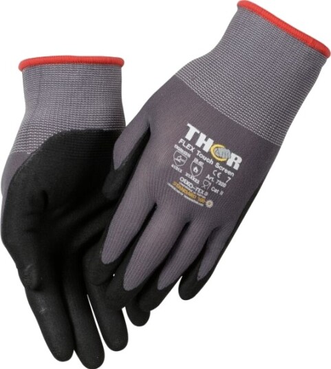 Fingerdyppet Nitrilhandske Thor Flex 7 Sort Nitril/Polyester