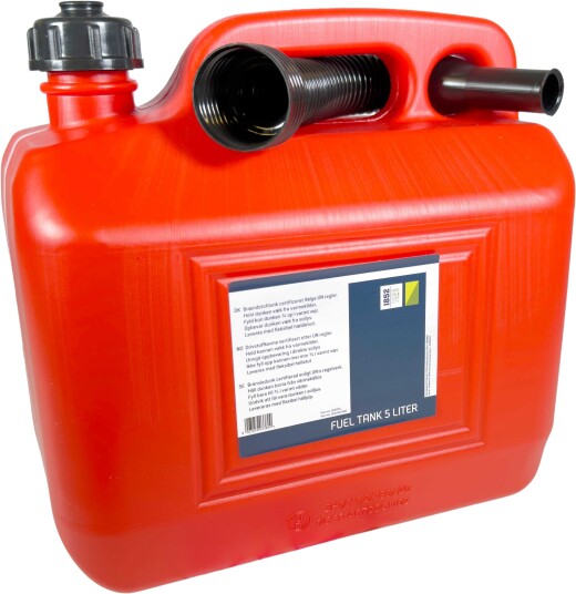 BENSINKANNE 10L RØD PLAST (4/120) m/HELLETUT•   ukens kupp!
