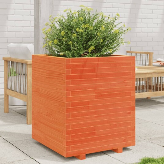 Plantekasse voksbrun 60x60x72,5 cm heltre furu