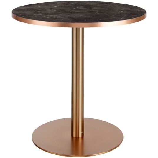 VEGA Spisebord Marvani med bordben i rustfritt stål kopperfarget; 75x80 cm HxØ; Bordplate Kobber/Marmorert/Svart Ramme Kobber; Rund VEGA Spisebord Marvani med bordben i rustfritt stål kopperfarget; 75x80 cm HxØ; Bordplate Kobber/Marmorert/Svart Ramme Kobber; Rund