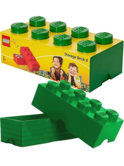 LEGO Storage Brick 8 oppbevaringsboks med lokk 50 x 25 cm dark green