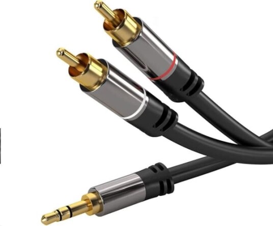 Kabelis PremiumCord Jack 3.5mm RCA Cinch x2 3m juoda kjqcin3