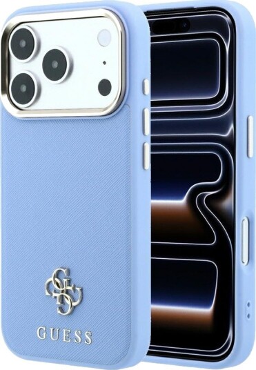 Guess Saffiano MagSafe Mobildeksel til iPhone 18/17 Pro Max – Lyseblå