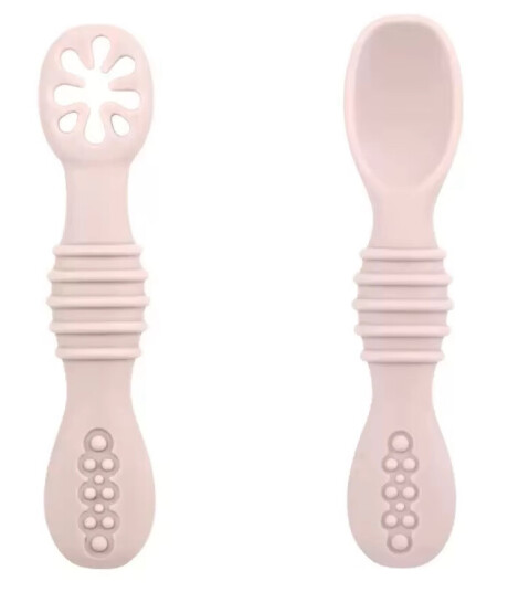 Silikon bestikk for baby lys rosa lær å spise selv! 2pk