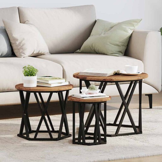 Nesting Sidebord 3 stk Gammelt Tre
