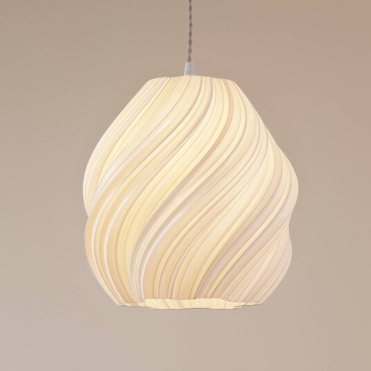 Lindby pendellampe Nuvia Ø 30 cm hvit dreid
