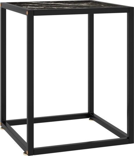 vidaXL Salongbord svart med marmorglass 40x40x50 cm