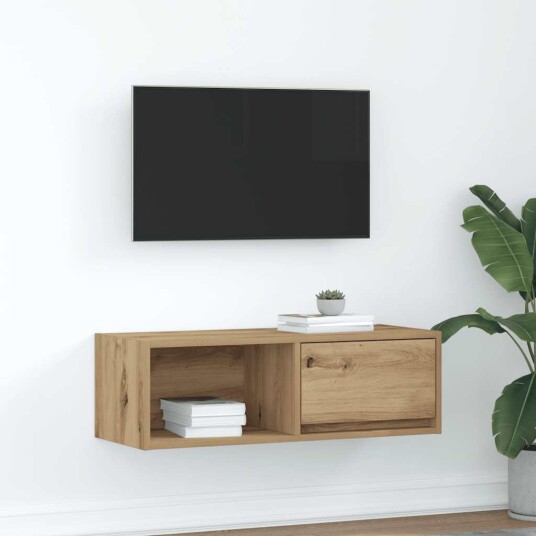 TV benk artisan eik 80x31x25,5 cm konstruert tre