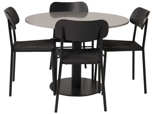 Venture Design Razzia & Polly spisegruppe Grå/svart 4 st stoler & bord 106 cm