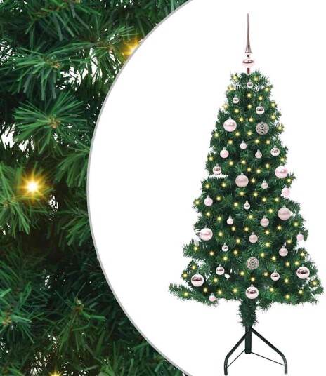 Hjørne Kunstig Jul Tre med 150 LED grønn 150 cm PVC og metall