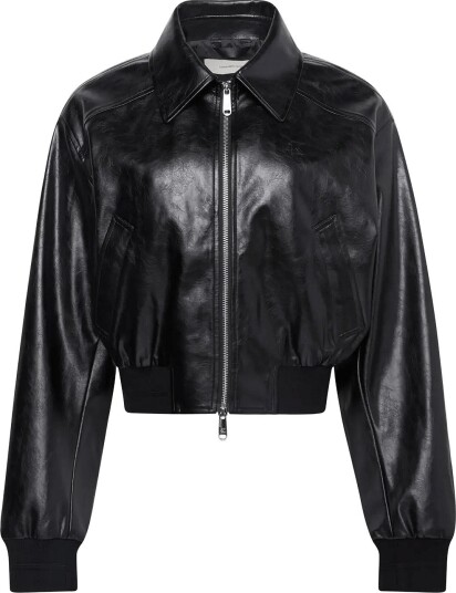Calvin Klein Jeans Short Faux Leather Bomber Black M