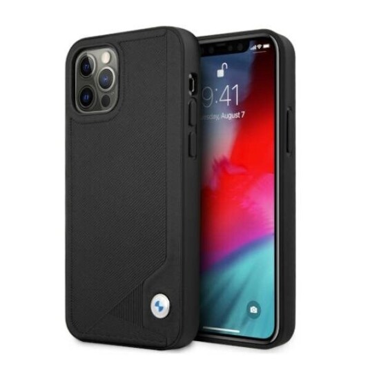BMW Mobildeksel til iPhone 12 Pro Max Lærdeboss Svart