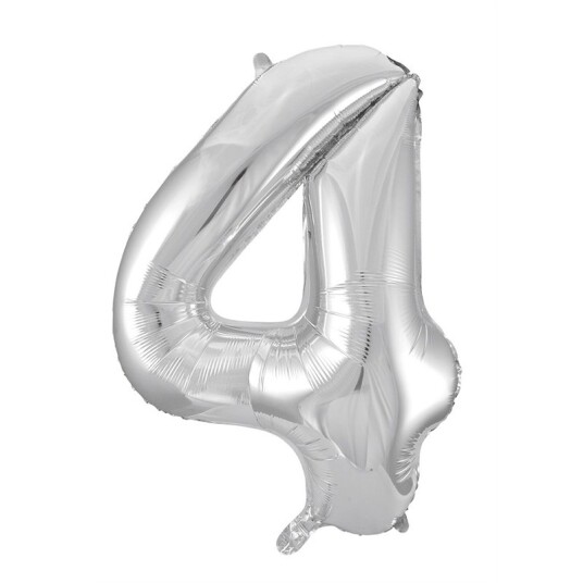 Folie Ballong Sølv 86 cm - Tallet 4 Folie Ballong Sølv 86 cm - Tallet 4
