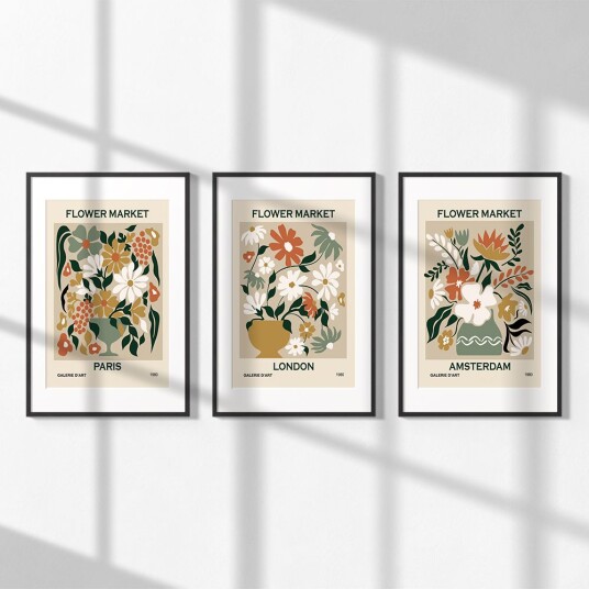 Plakat Flower Market Collection / Sett av 3 Plakat Flower Market Collection / Sett av 3