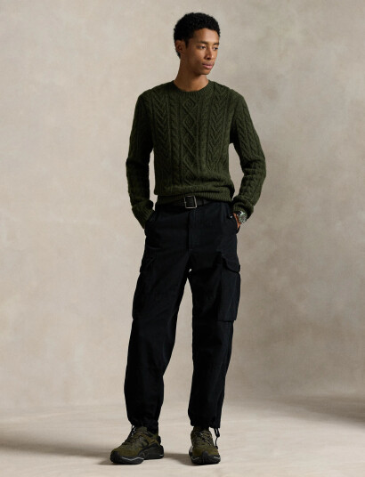 Polo Ralph Lauren Wool-Alpaca Fisherman’s Sweater - Khaki green - XS Polo Ralph Lauren Wool-Alpaca Fisherman’s Sweater - Khaki green - XS