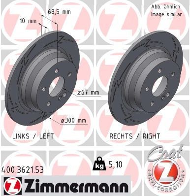 Bremseskive ZIMMERMANN 400.3621.53 Bremseskive ZIMMERMANN 400.3621.53