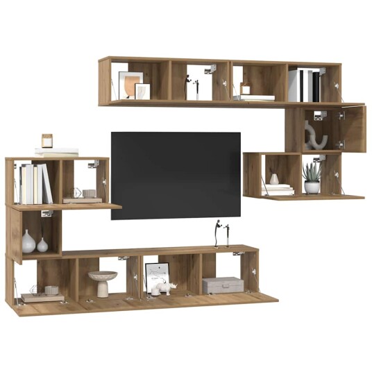 TV benksett 8 pcs artisan eik 80 x 30 x 30 cm Konstruert tre TV benksett 8 pcs artisan eik 80 x 30 x 30 cm Konstruert tre