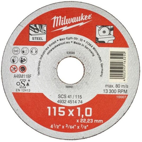 Milwaukee SCS 41 Contractor Kappeskive 115x1 mm, Maskintilbehør & forbruk