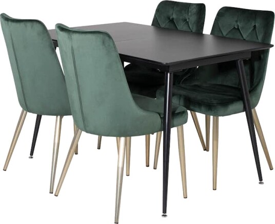 Spisegruppe Venture Home Silvia med Innleggsplate og 4 Vera Stoler Fløyel