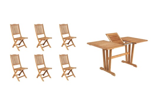 Brafab Filippa & Cornelia spisegruppe Teak 6 fellstoler & bord 125x90cm