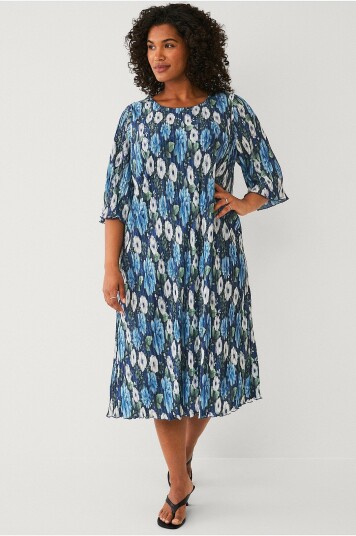 Zizzi Kjole mAlise 3/4 Midi Dress Blå