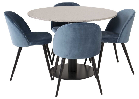 Venture Design Razzia & Velvet spisegruppe Grå/svart 4 st stoler & bord 106 cm