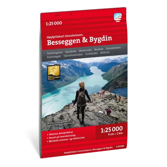 Calazo förlag Høyfjellskart Jotunheimen: Besseggen & Bygdin 1:25 000 OneSize, NoColour
