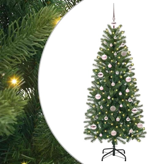  Kunstig juletre med 150 LED med stativ grønn 150 cm PE og PVC