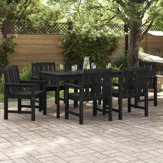 hagespisestoler 6 stk Svart 65,5x55,5x88 cm HDPE hagespisestoler 6 stk Svart 65,5x55,5x88 cm HDPE