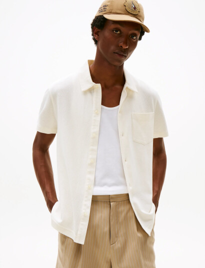 Tommy Hilfiger Open Knit Full Placket Reg Polo - Cream - XXL Tommy Hilfiger Open Knit Full Placket Reg Polo - Cream - XXL