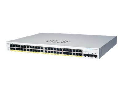 Cisco Business 220 Series Cbs220 48P 4G Switch Smart 48 X 10/100/1000 Poe+ + 4 X Gigabit Sfp Opplink Rackmonterbar Poe+ 382 W Gjenfabrikert