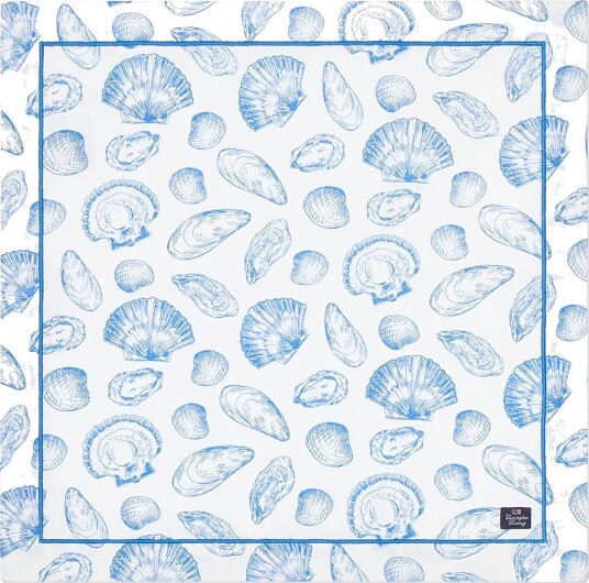 Lexington Home Shell Printed Organic Cotton Napkin   Blue   50X50