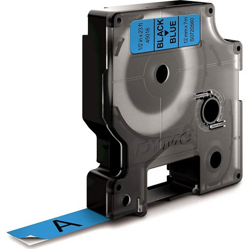 Dymo D1 12mm Merketape Svart/Blå - 7m Rull (45016)