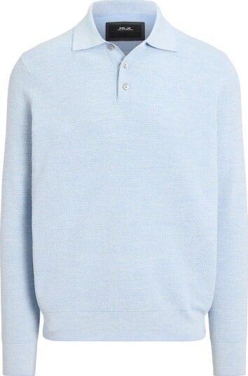 Ralph Lauren Golf Striped Performance Polo Collar Sweater Blue L