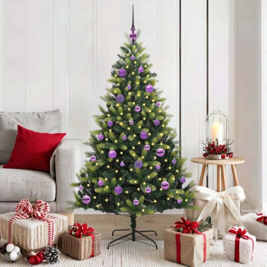  Kunstig Hengt Julegran med 150 LED lys grønn 150 cm PVC og PE