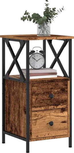 Nattbord 2 stk gammelt tre 34x35,5x70 cm konstruert tre 8721158444929
