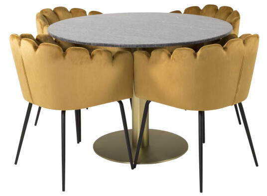 Venture Design Estelle & Limhamn spisegruppe Svart/gul 4 st stoler & bord 106 cm