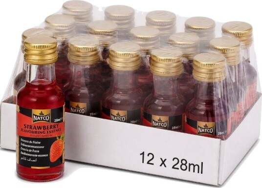 12 stk NATCO Strawberry Flavouring Essence - Jordbær Essens - Hel Pakke 12x28 ml (India)