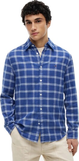 Tommy Jeans Tjm Reg Twill Check Shirt   Blue   XL