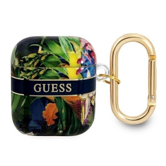 Guess Flower Strap Collection Beskyttelsesveske For Airpods, Blå Guess Flower Strap Collection Beskyttelsesveske For Airpods, Blå