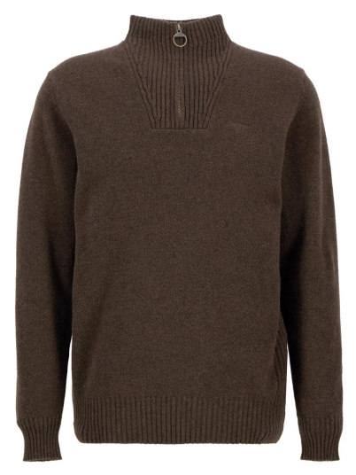 Barbour Essential Lambswool Half Zip Knit Dark Oak 2XL